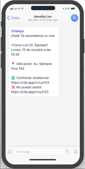 UnMensajito en un teléfono